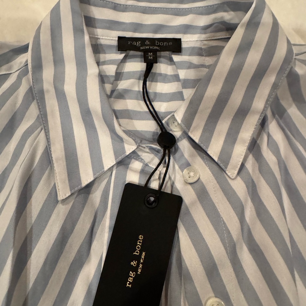 Rag & Bone Light Blue and White Striped Shirt - Picture 3 of 5